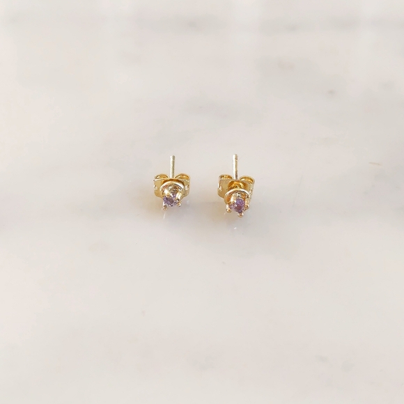 NWT. Diamond International Gold Tone with Small Diamond (3mm) Stud Earrings. - Picture 2 of 3